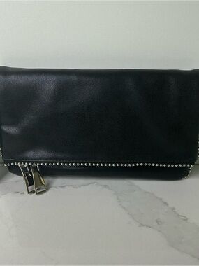 Fold Over Purse Crossbody Bag Black With Tassel Party New Years Xmas
